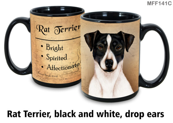 Rat Terrier, Black & White Drop Ears Mug