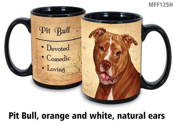 Pit Bull, Orange & White Natural Ears Mug