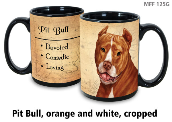 Pit Bull, Orange & White Cropped Ears Mug
