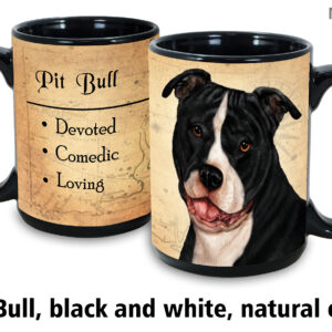 Pit Bull, Black & White Natural Ears Mug