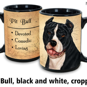 Pit Bull, Black & White Cropped Ears Mug
