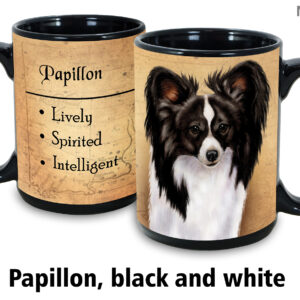 Papillon, Black & White Mug