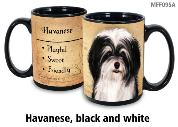 Havanese, Black and White Mug