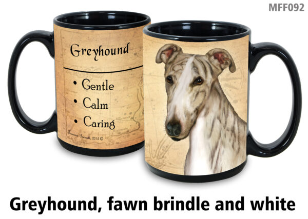 Greyhound, Fawn Brindle & White Mug