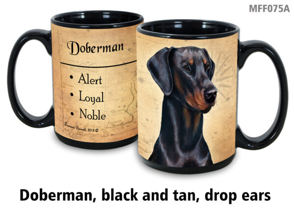 Doberman black and tan drop ears Mug