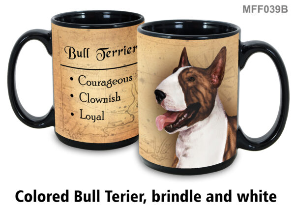 Colored bull terrier brindle and white Mug