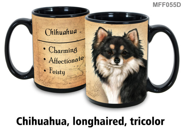 Chihuahua, Longhaired, tricolor Mug