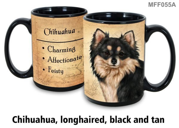 Chihuahua longhair black and tan Mug