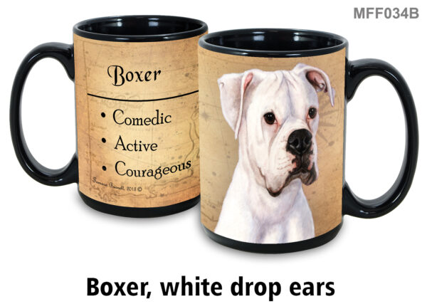 Boxer, White drop Ears Mug