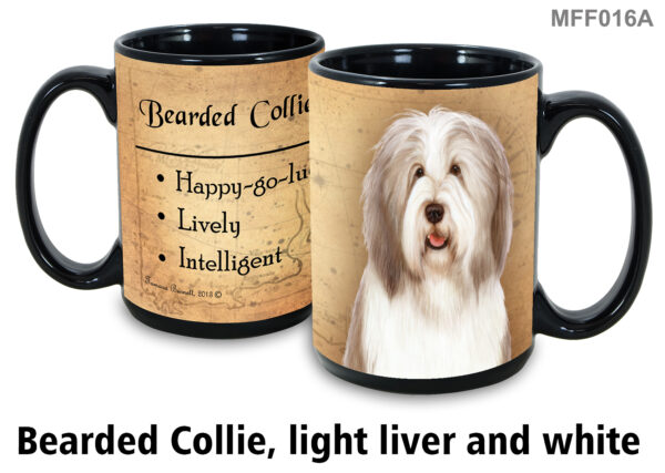 Bearded collie, light liver and white Mug
