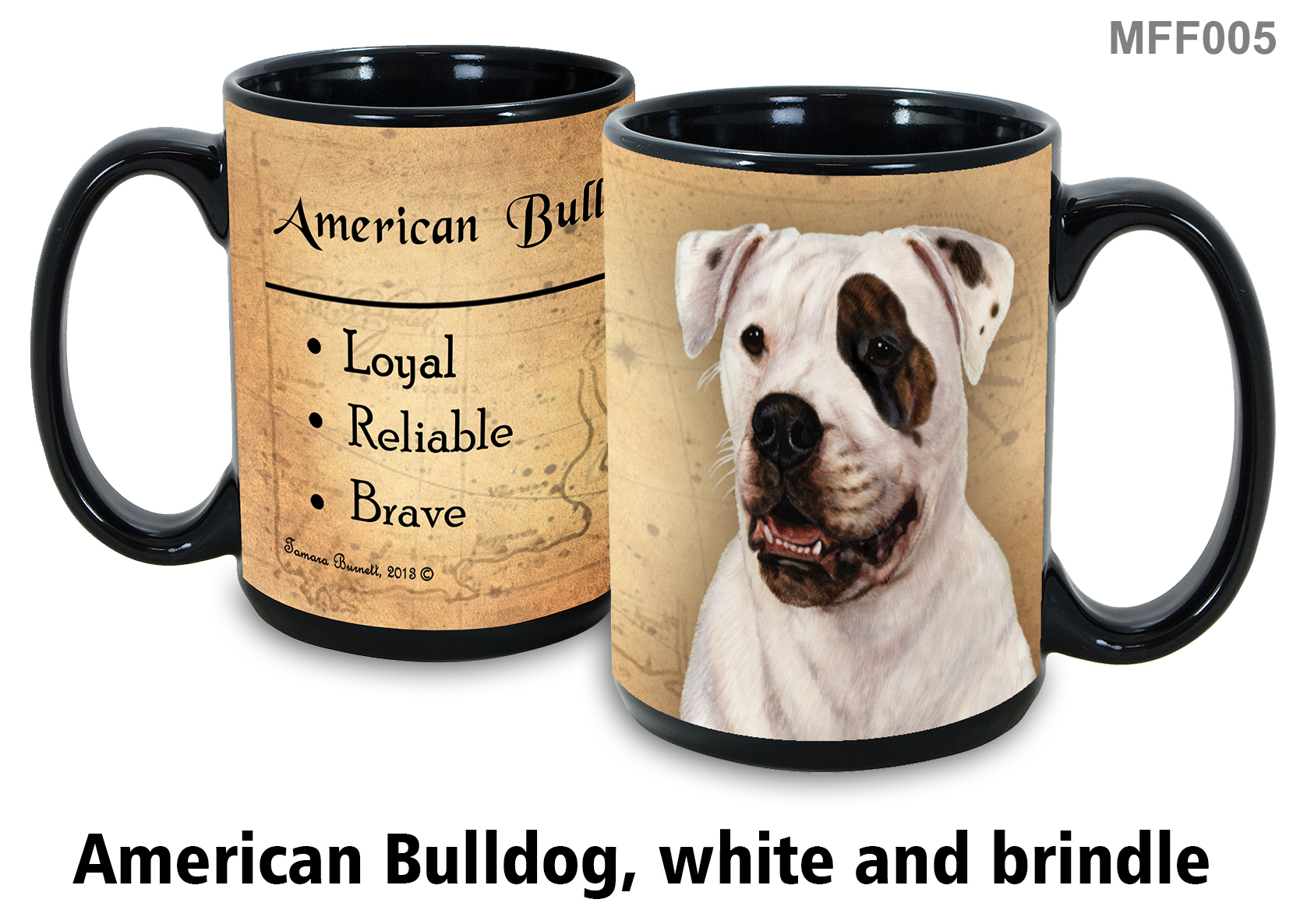 American Bulldog, white & brindle Mug