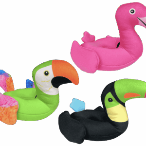 a group of three stuffed animals sitting next to each other