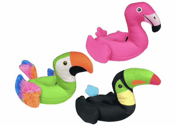 a group of three stuffed animals sitting next to each other
