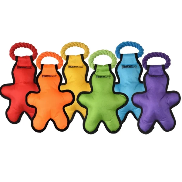 a set of five small stuffed animals in different colors