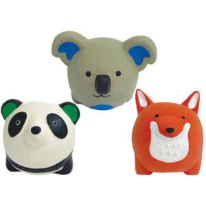 STUFFED LATEX ROUND ANIMALS WITH SQUEAKERS