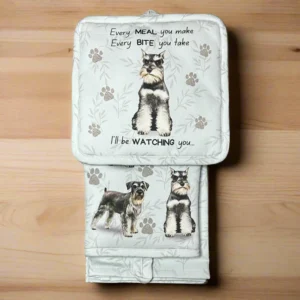 a pair of oven mitts with dogs on them