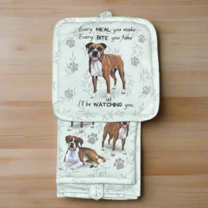a dog blanket with a picture of a boxer on it