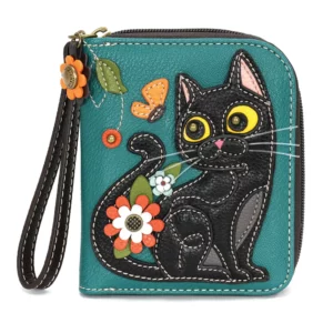 Zip-Around Wallet - Black Cat
