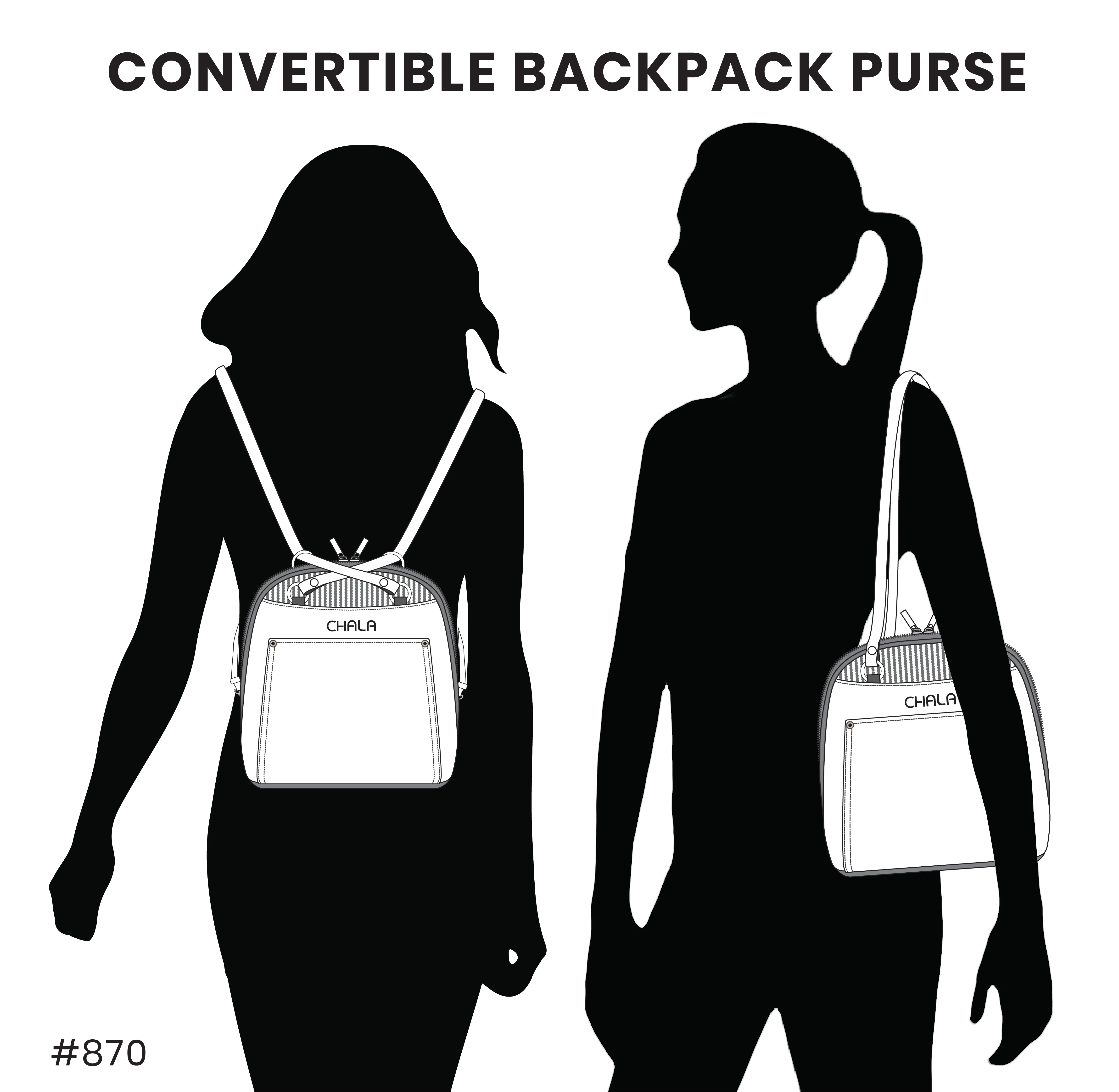 Convertible Backpack Purse - Blue Butterfly - Image 2