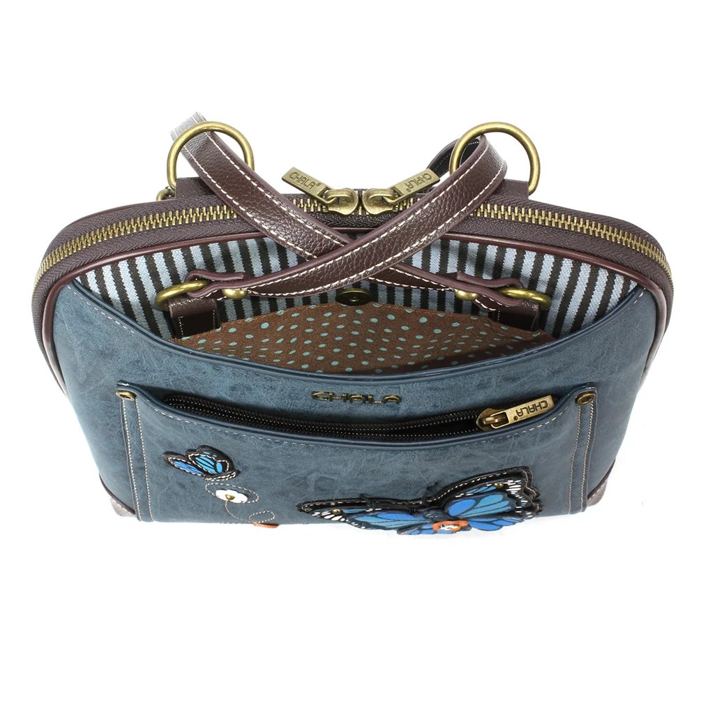 Convertible Backpack Purse - Blue Butterfly - Image 3