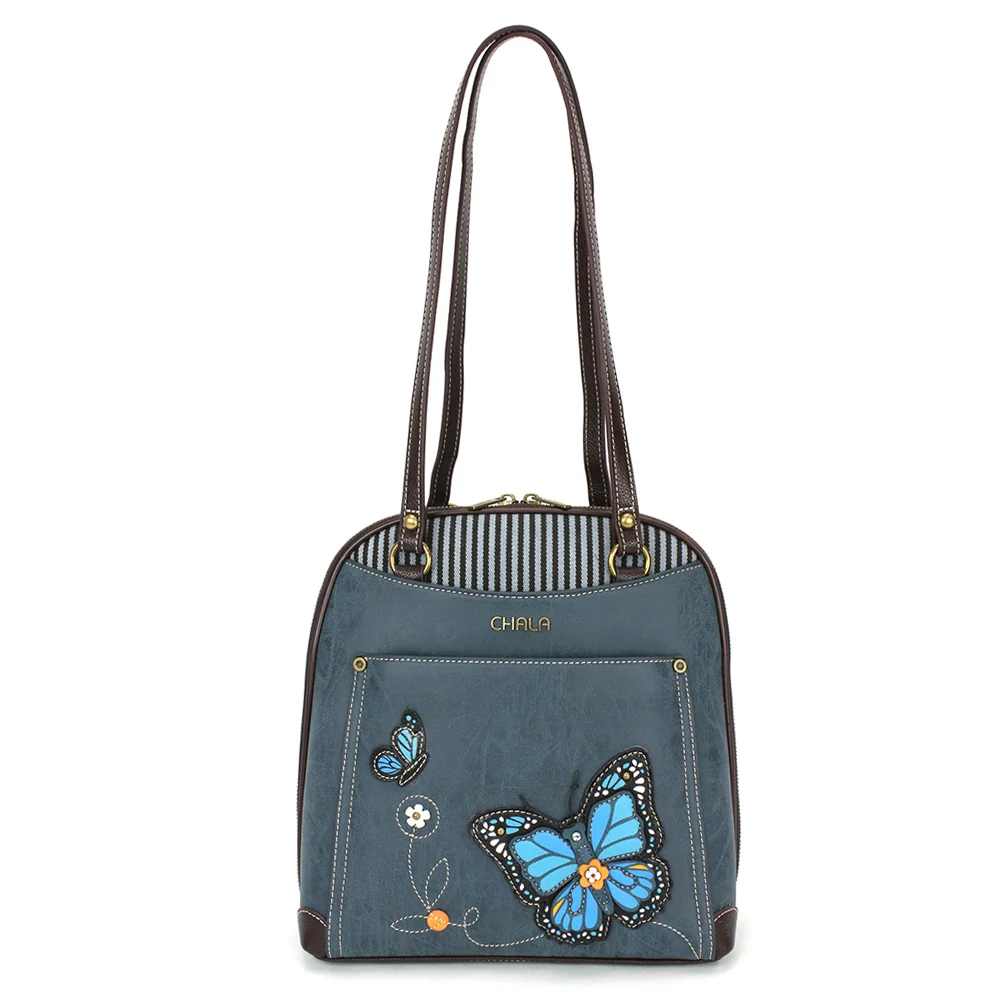 Convertible Backpack Purse - Blue Butterfly - Image 6