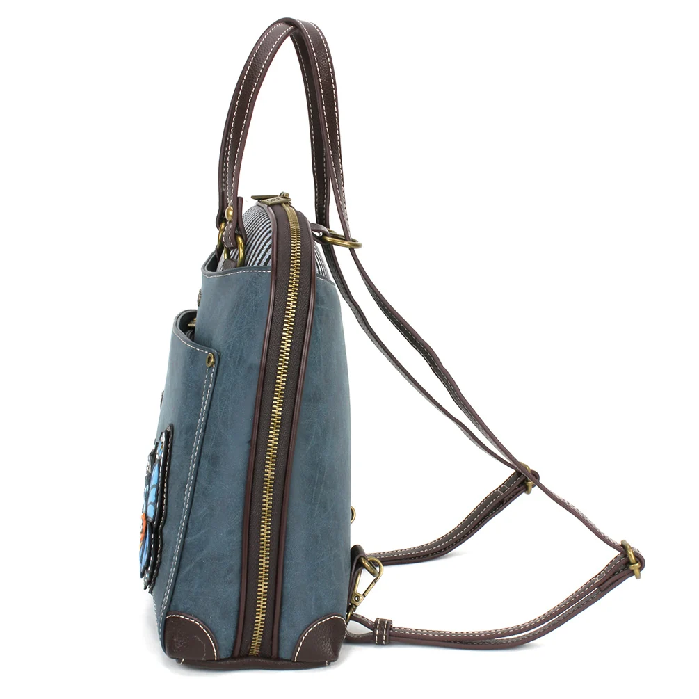 Convertible Backpack Purse - Blue Butterfly - Image 7