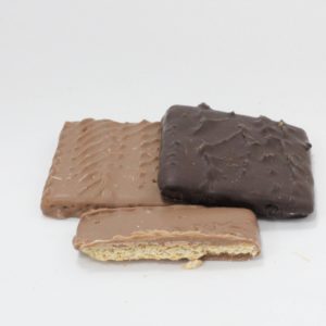 3 Chocolate Covered Graham Crackers with one cut open