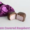 unwrapped and split in half Chocolate Covered Raspberry Taffy