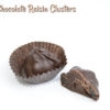 2 Dark Chocolate Raisin Clusters with one cut in half