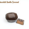 2 Dark Chocolate Vanilla Carmels with one cut in half