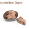 2 Milk Chocolate Raisin Clusters with one cut in half