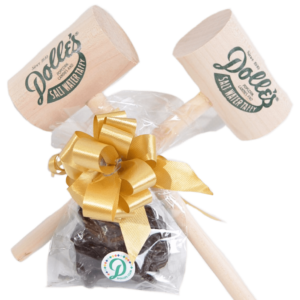 2 crab mallets and 6 chocolate crabs wrapped as gift set