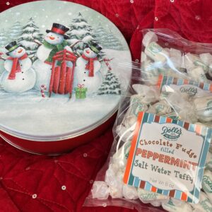 Holiday Fudge Filled Peppermint Taffy Tin