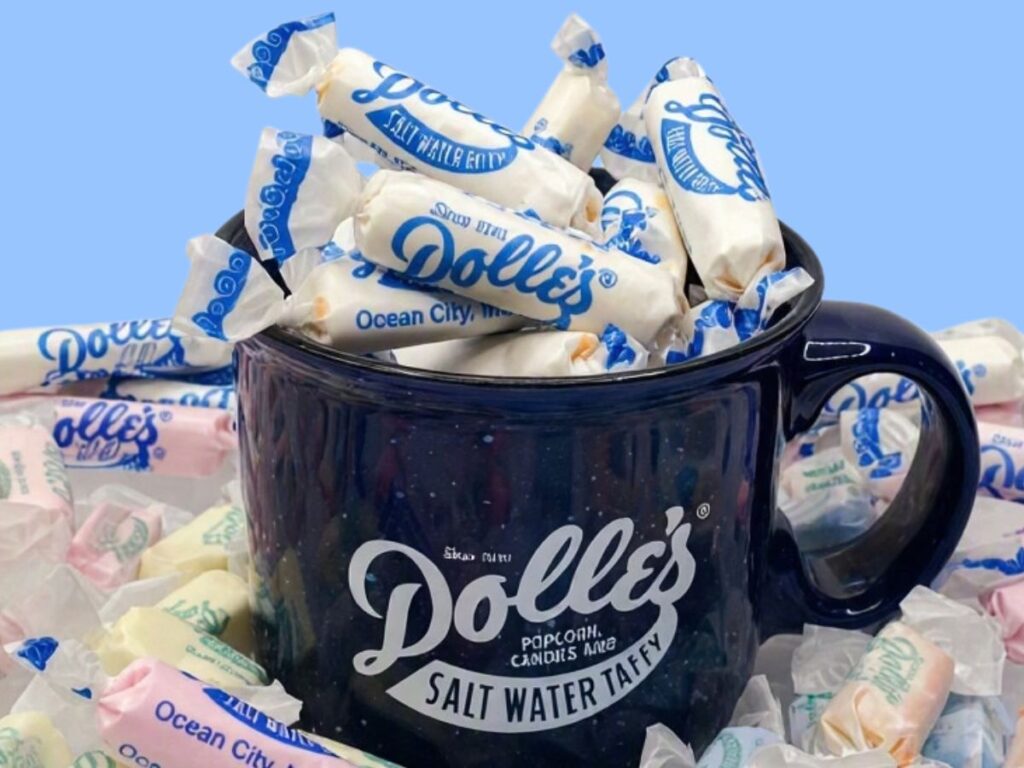 dolles taffy in a dolles mug