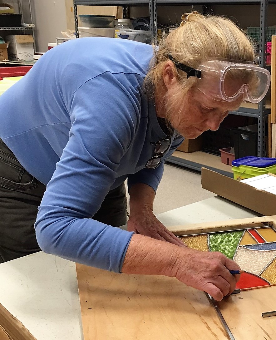 Stained glass instructor Jan Boettger