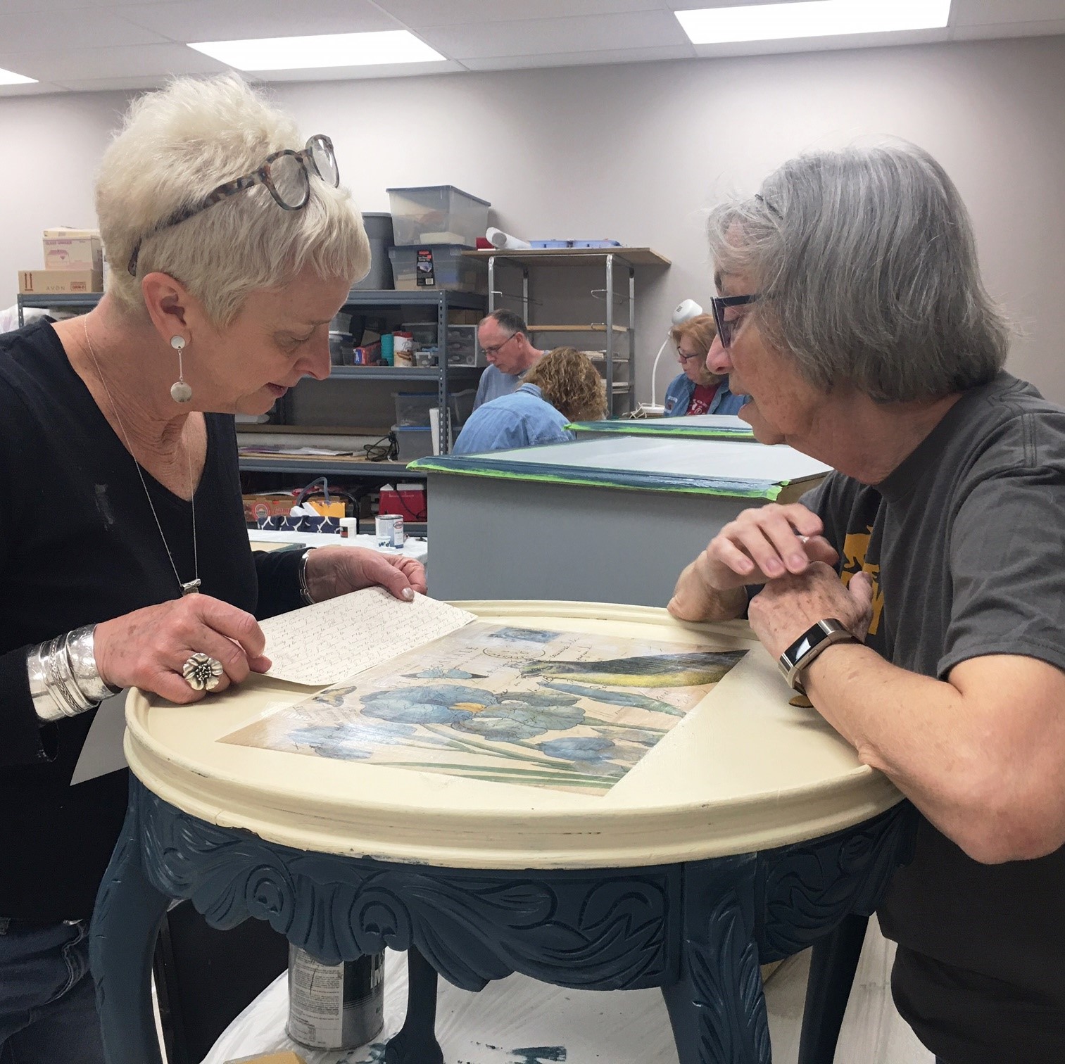 Instructor Terri Griffin works with Jane Weeks