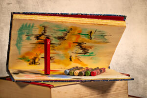 Picture of pastels and art.