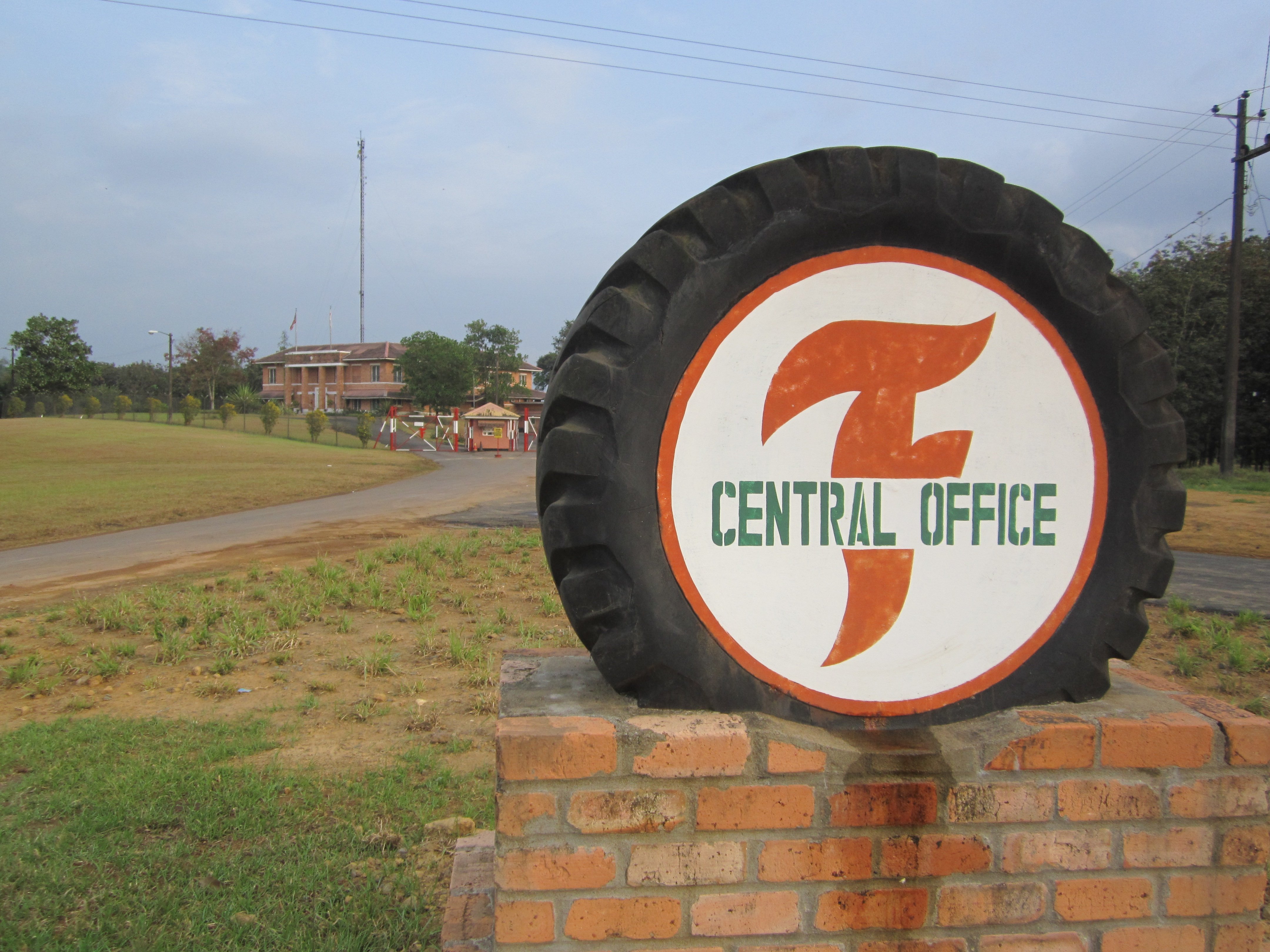Firestone Central Office tire sitting on bricks