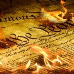 Constitution reading We the People burning with flames