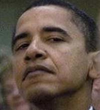 Closeup of Obama with blank serious look