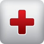 Square image with a red cross in the middle