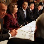 President Obama sits with the congressional leaders