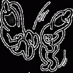 Cartoon of two characters holding bellies and laughing