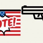 3D image of American flag with the word VOTE! written across it