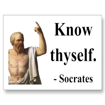 Quote reads Know Thyself. - Socrates with image of Socrates