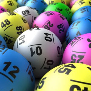 Multi color lottery balls with varying numbers written on them