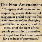 Image of quote from The First Amendment regarding freedom of speech