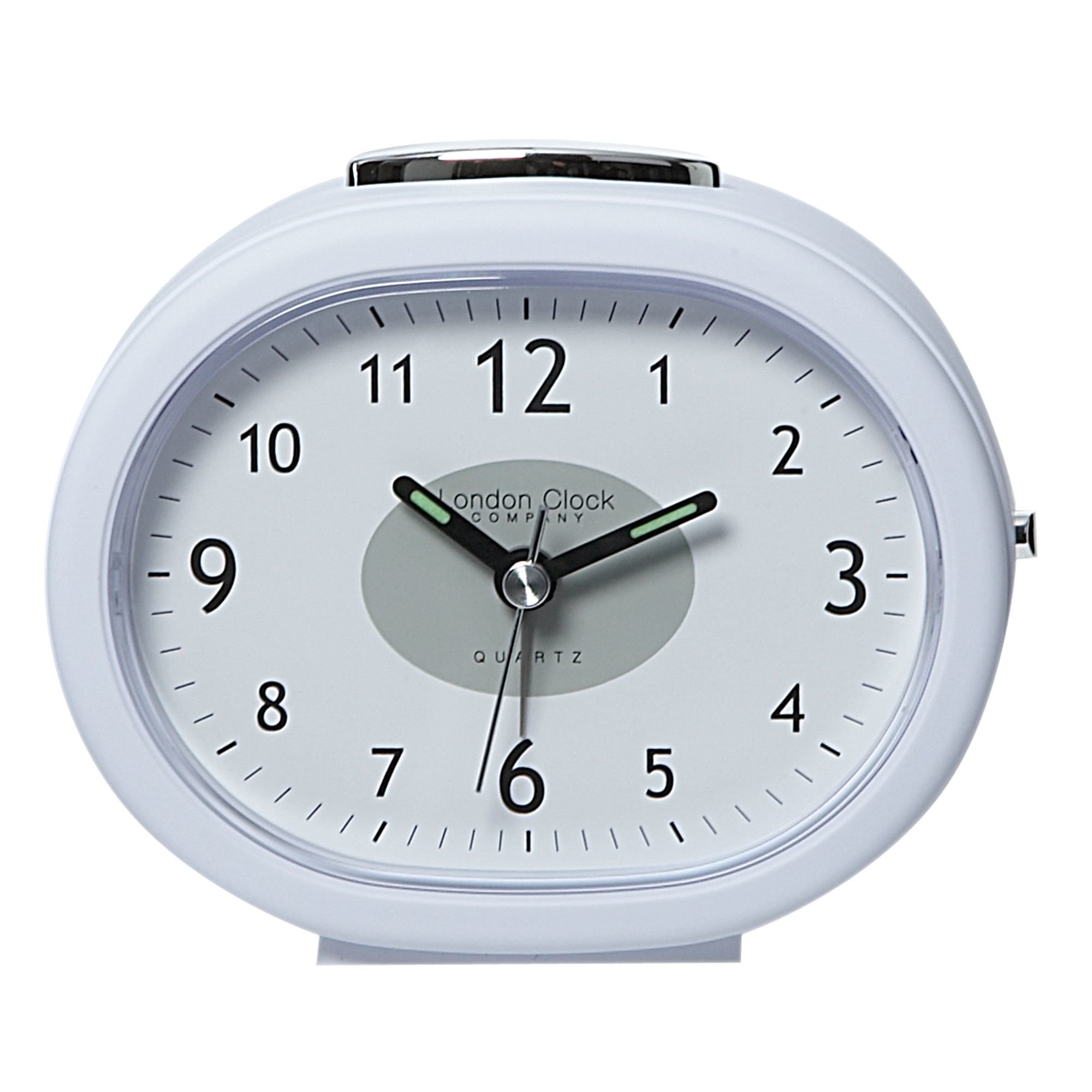 Closeup of white clock set to 10:10