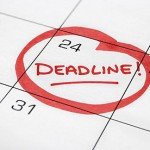 Calendar page with the 24th circled in red that reads Deadline!