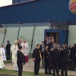 The Pope visits Burger King while onlookers watch